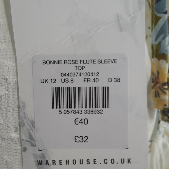 Clip Dot Peplum Floral Flutter Sleeve Top Size 8 US - Picture 8 of 11